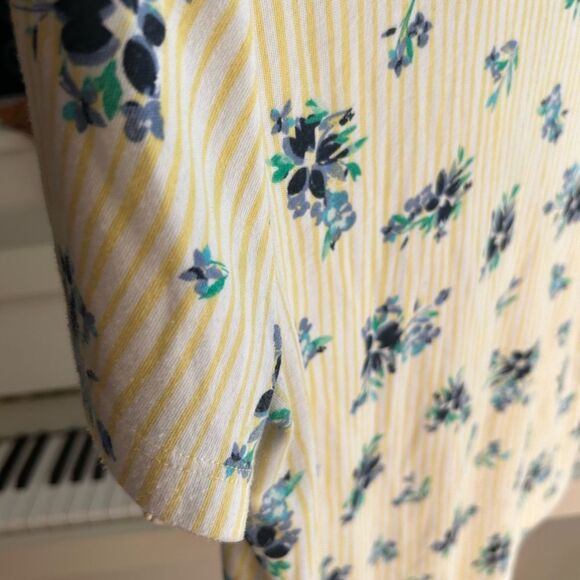 Karen Scott Yellow Floral Short Sleeve Top - Picture 14 of 16